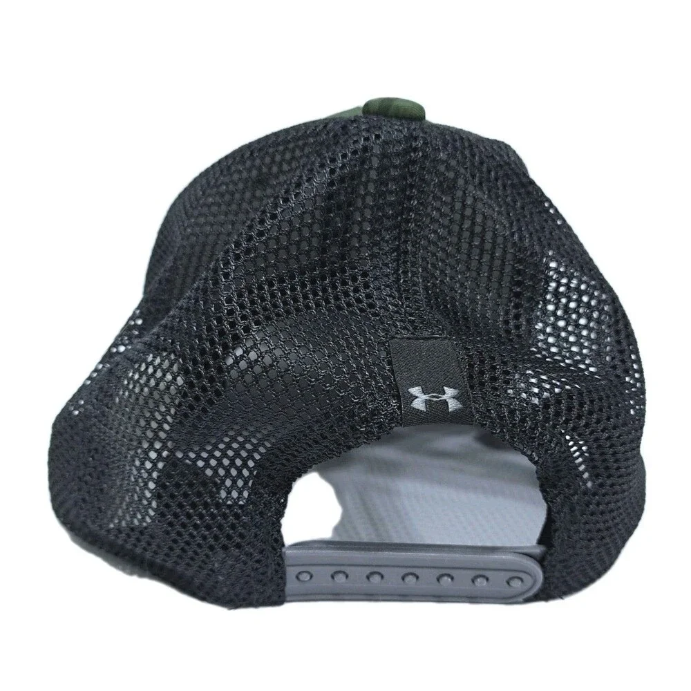Under Armour Hunting Hat Youth Size Snapback Green Black Trucker Mesh Camo Cap
